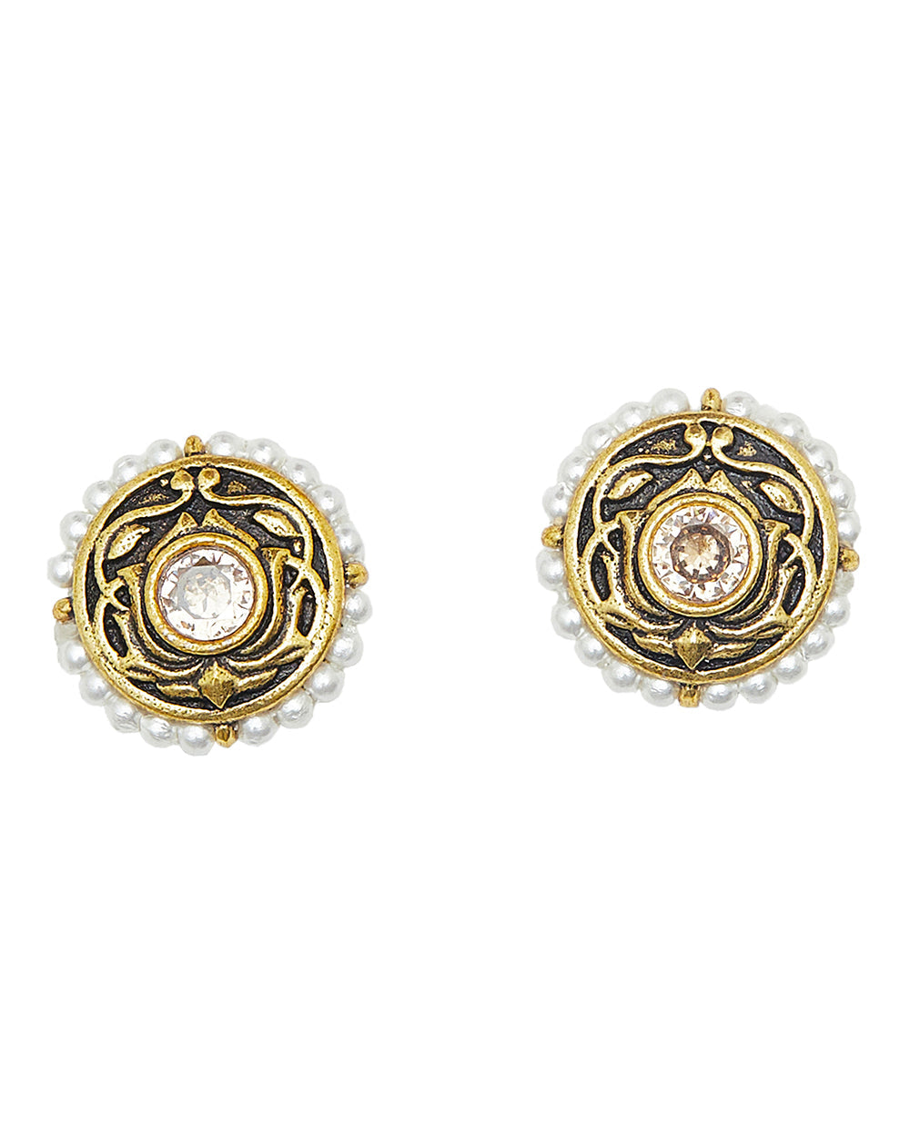 Women's Apsara Collection Gold Finish Black Earrings - Voylla