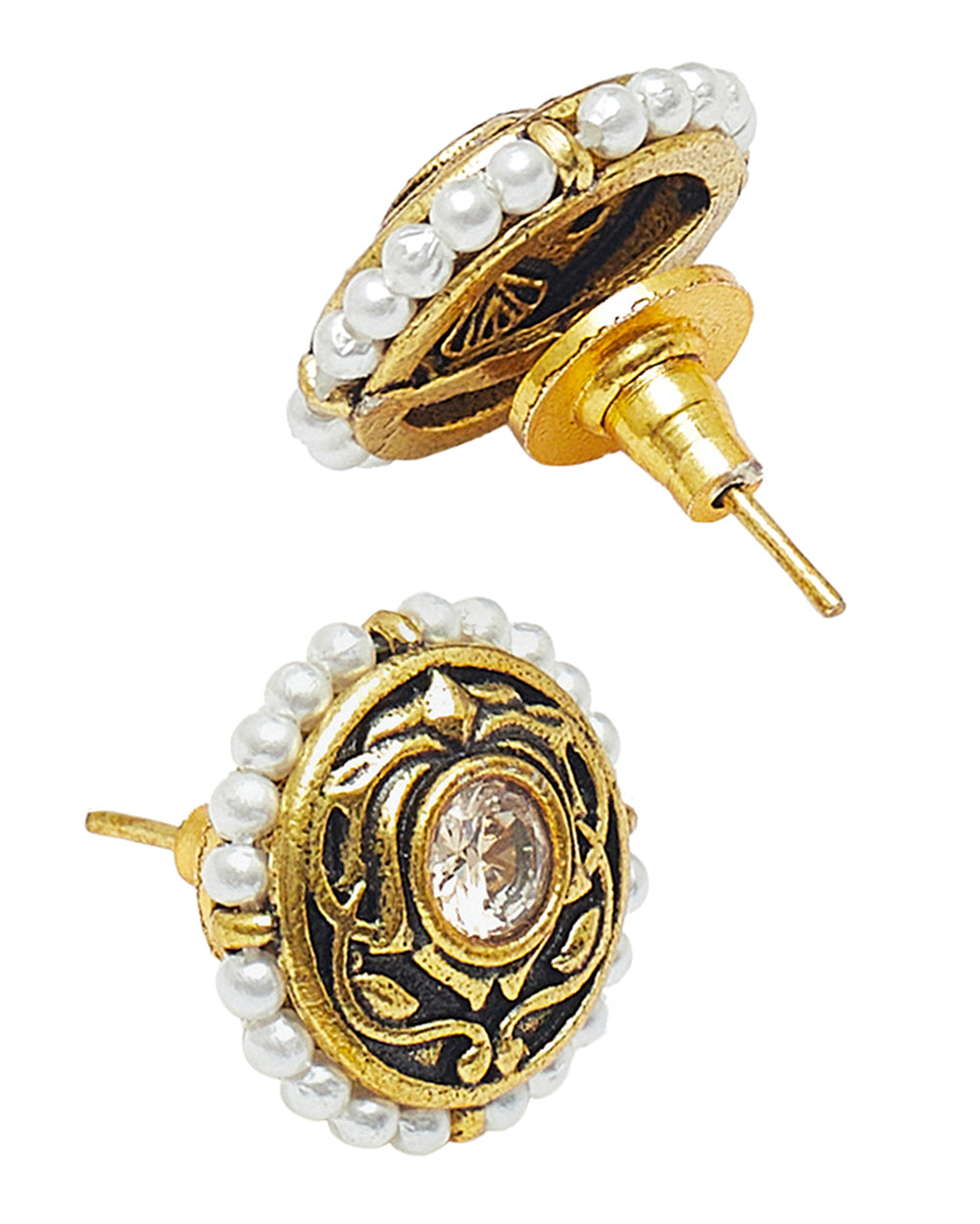 Women's Apsara Collection Gold Finish Black Earrings - Voylla