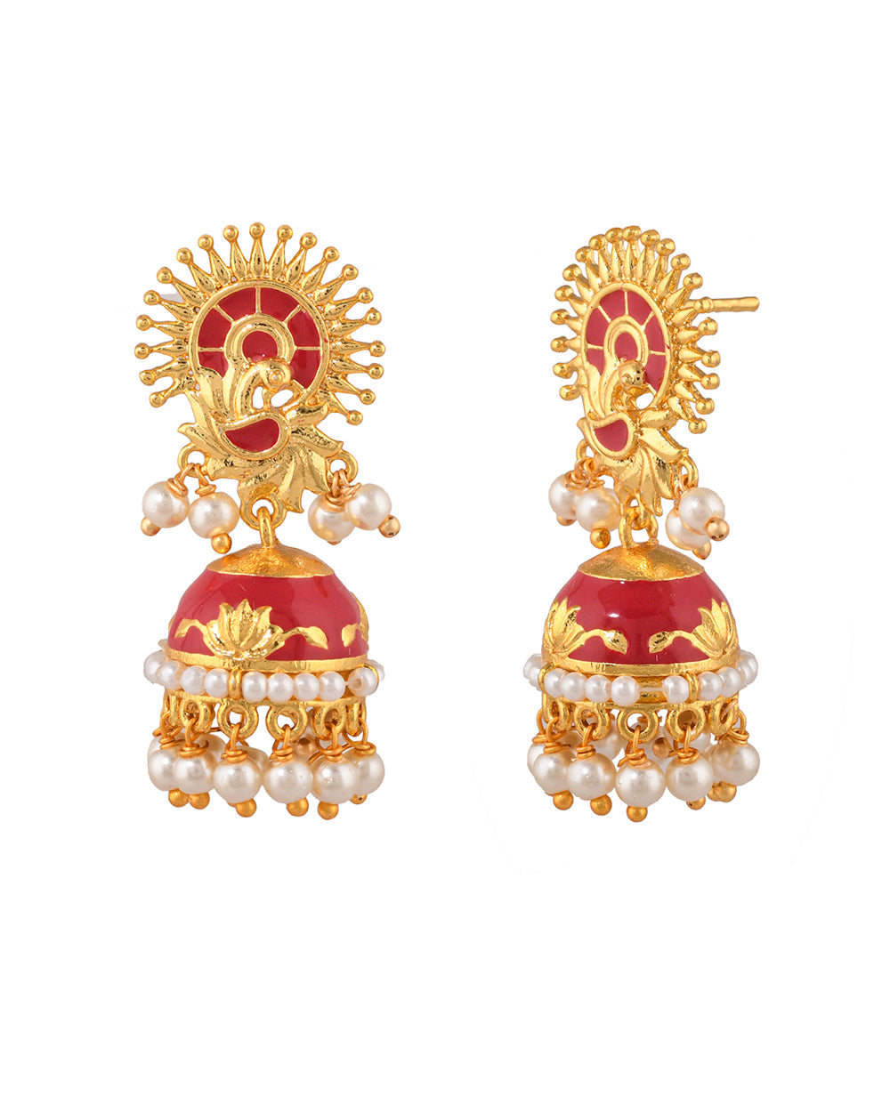 Women's Apsara Gold Plated Pearl Drop Jhumka Earrings - Voylla