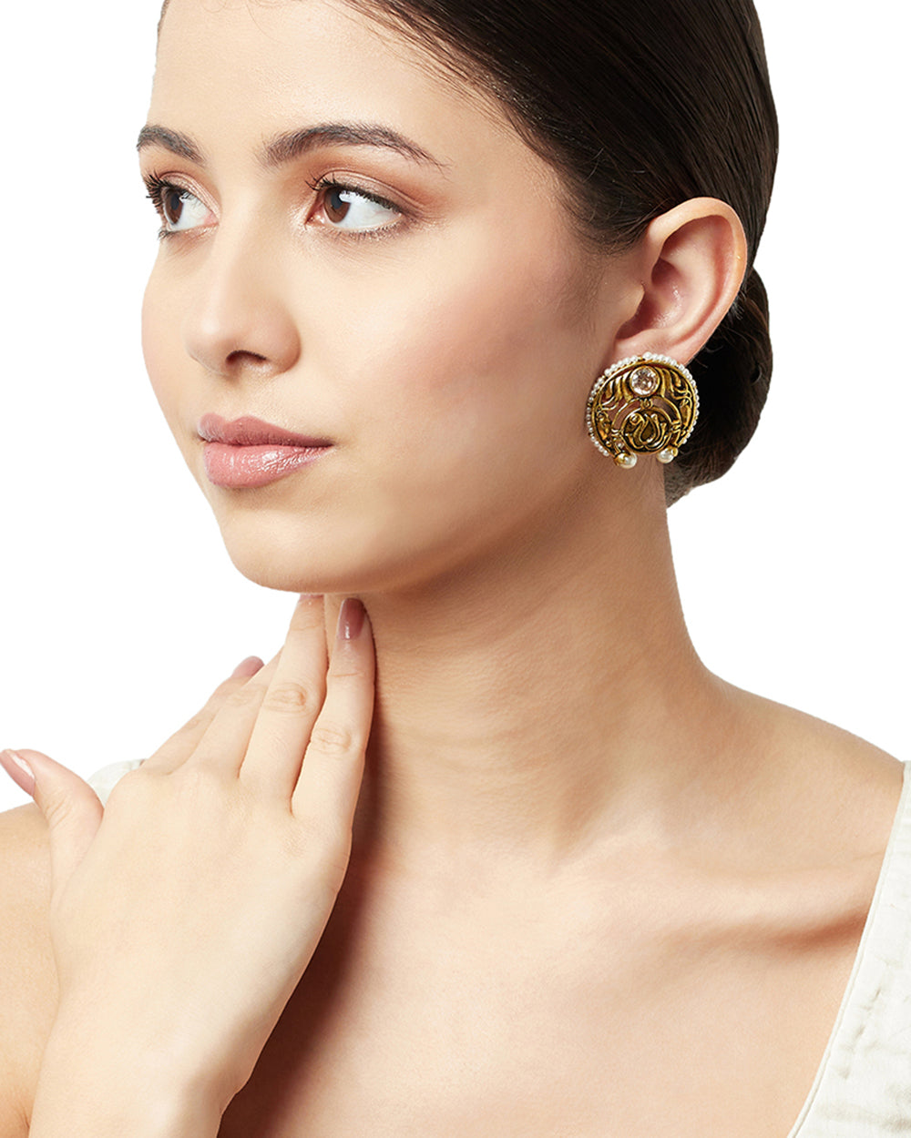 Women's Gold Finish Traditional Earrings From Apsara Collection - Voylla