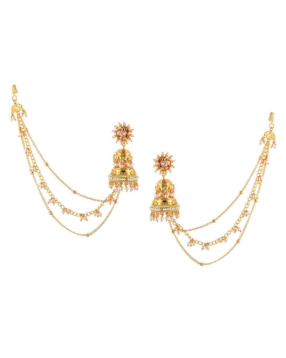 Women's Apsara Layered Jhumka Chain Earrings - Voylla