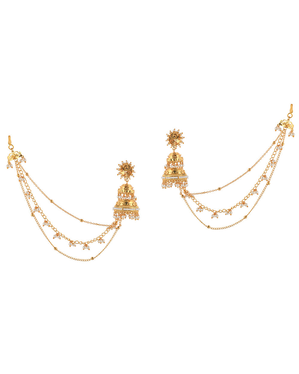 Women's Apsara Layered Jhumka Chain Earrings - Voylla