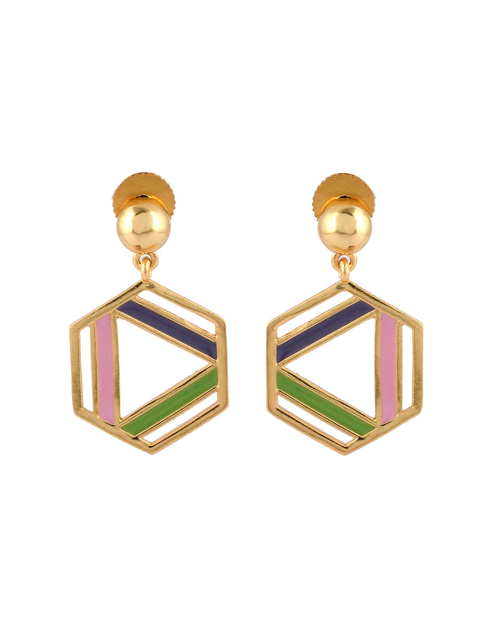 Women's Benzene Enamelled Hexagon Drop Earrings - Voylla