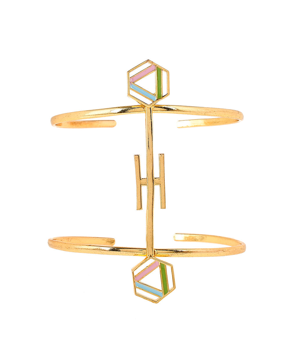 Women's Benzene Hexagons Enamelled Cuff Bracelet - Voylla