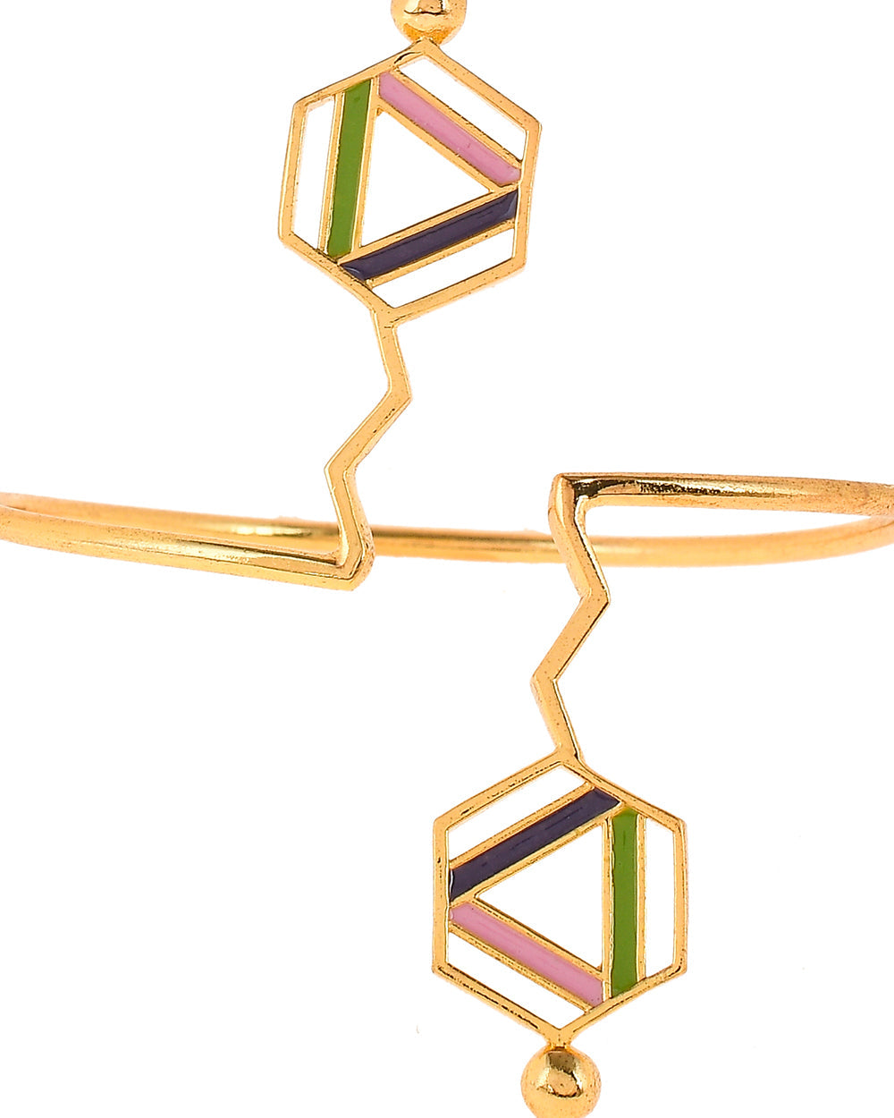 Women's Benzene Enamelled Hexagons Cuff Bracelet - Voylla