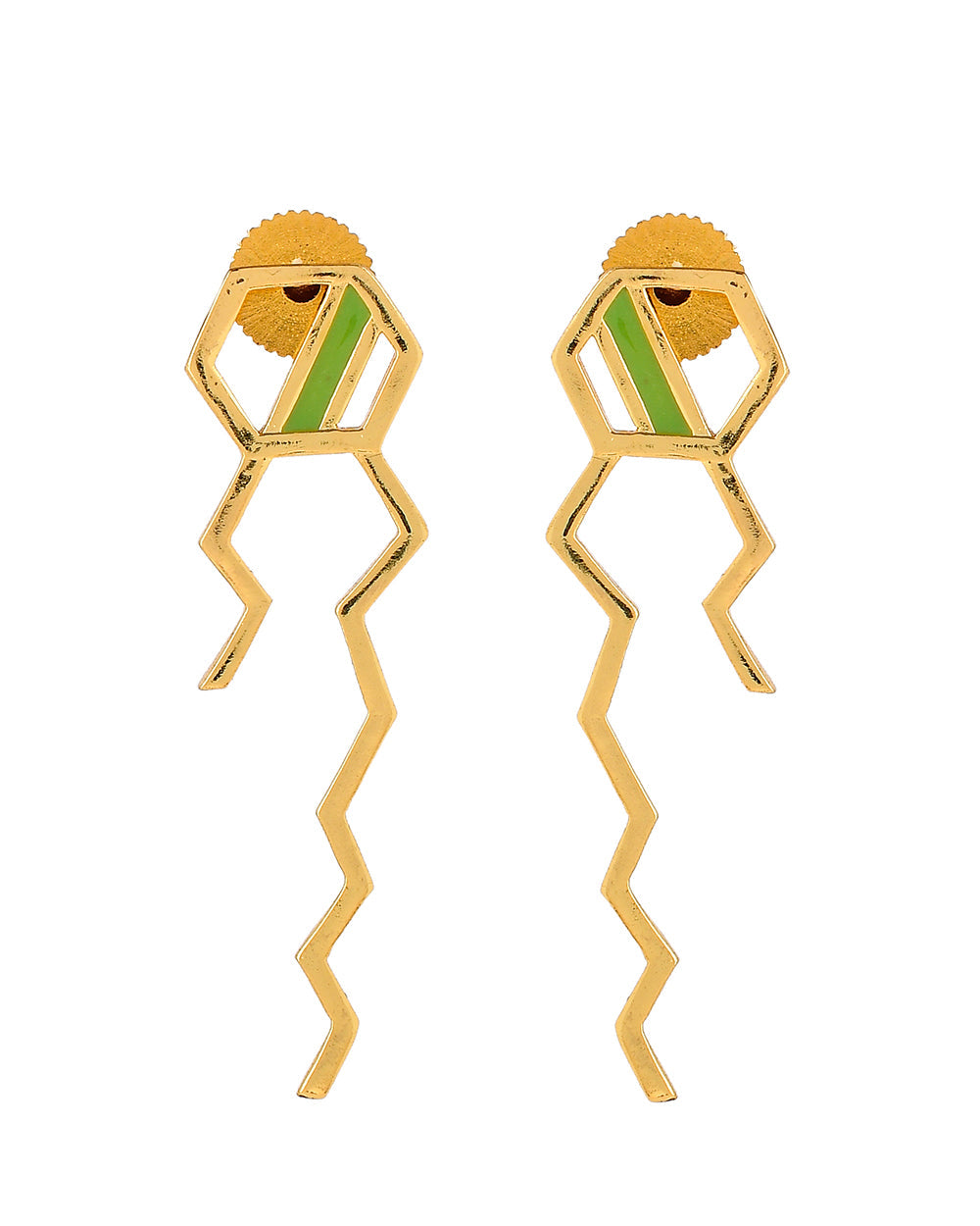 Women's Benzene Squiggle Pattern Enamelled Earrings - Voylla