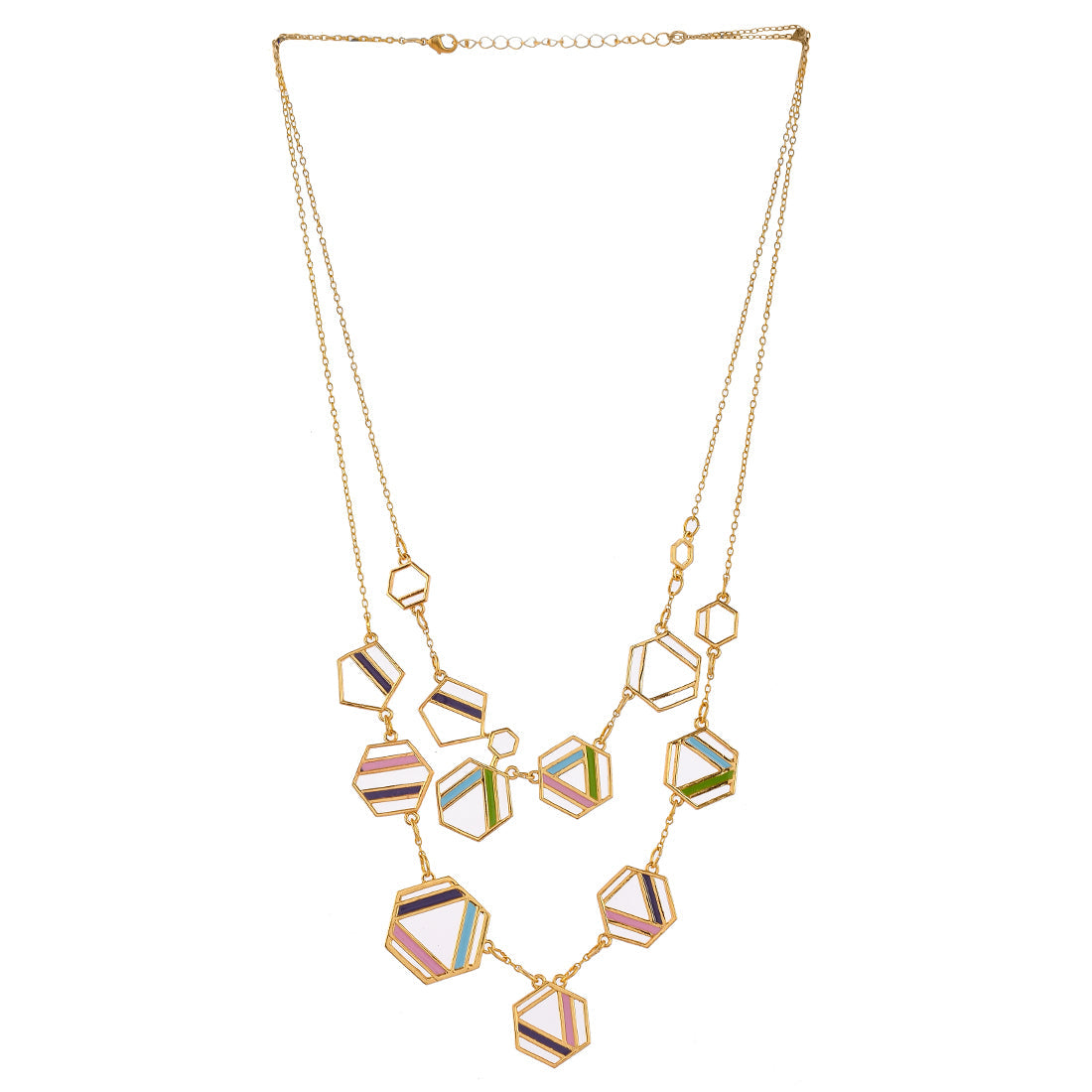 Women's Benzene Colorful Gold-Plated Necklace - Voylla