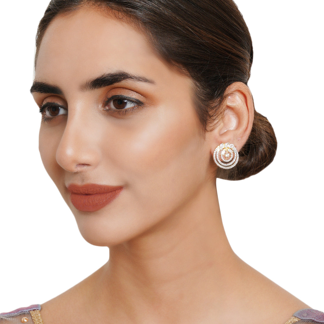 Women's Spakling Essentials Chic Circular Stud Earrings - Voylla