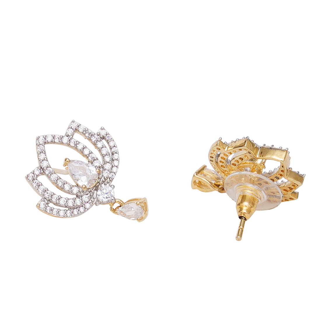 Women's Sparkling Elegance Floral Motif Earrings - Voylla