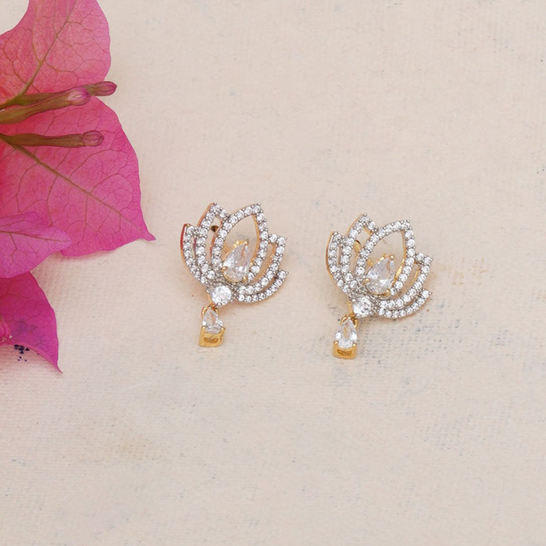 Women's Sparkling Elegance Floral Motif Earrings - Voylla