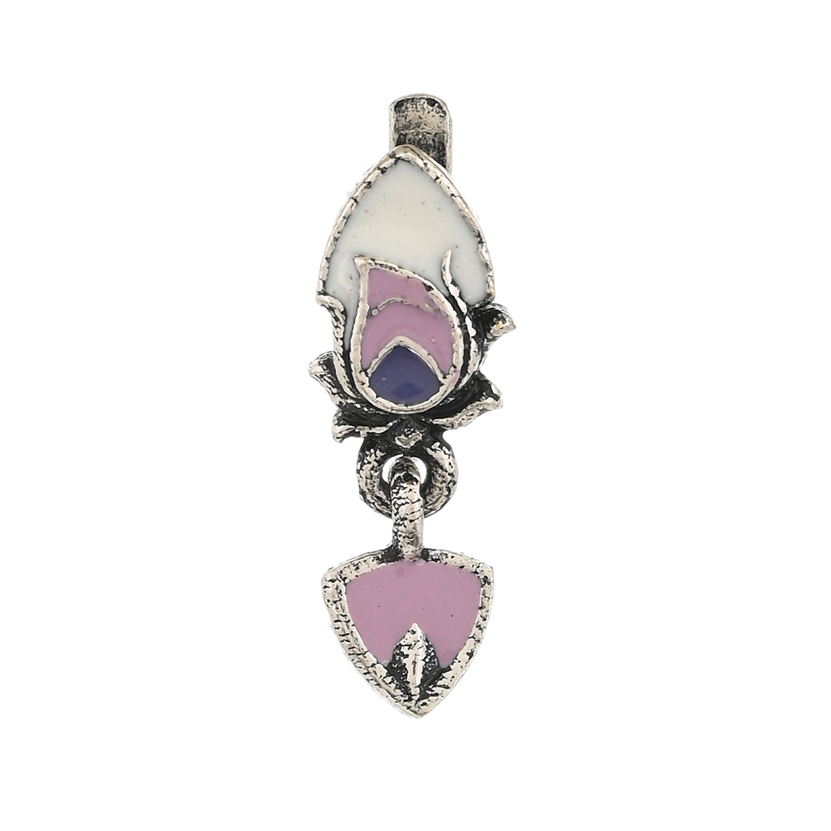 Lotus Purple Enamel Silver Plated Nose Pin By Voylla