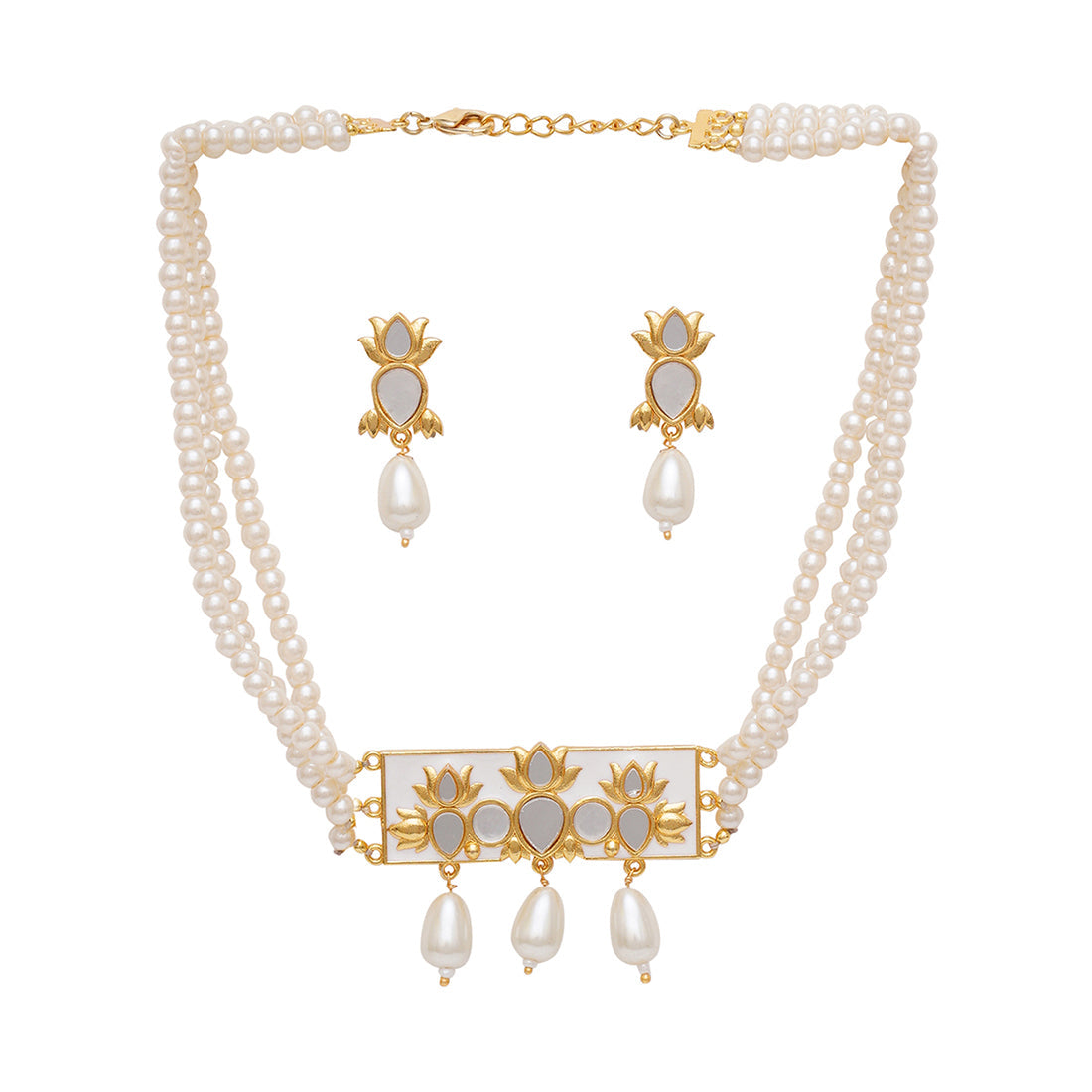 Women's White Pearl String Short Festive Hues Necklace - Voylla