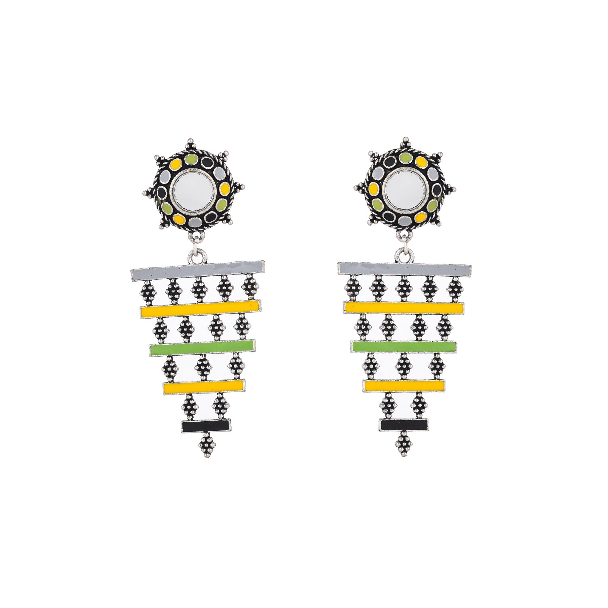 Women's Folklore Layered Mandala Pattern Earrings - Voylla