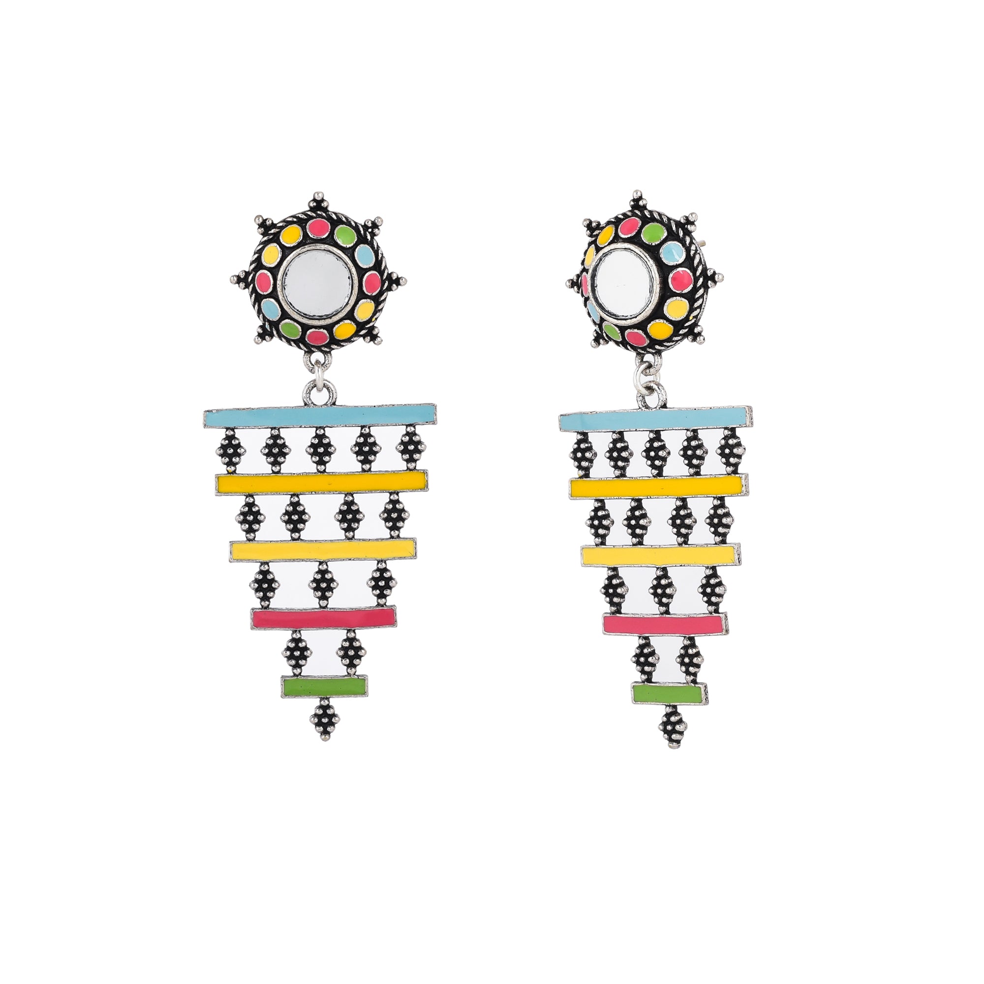 Women's Folklore Colourful Layered Enamelled Earrings - Voylla