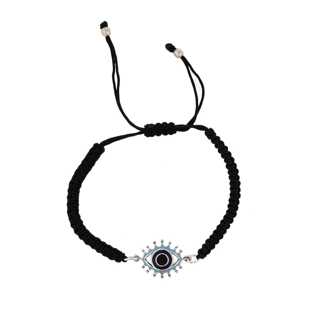 Women's Evil Eye Black Silver Oxidized Bracelet - Voylla