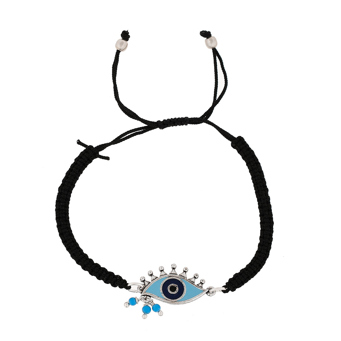 Women's Evil Eye Black Silver Oxidized Bracelet - Voylla