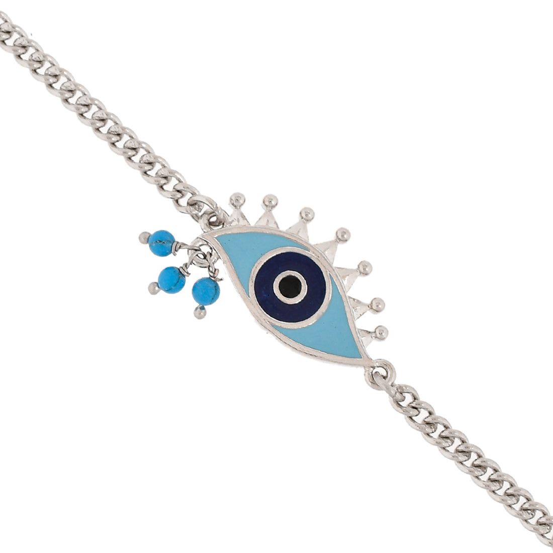 Women's Evil Eye Silver Oxidized Chain Bracelet - Voylla