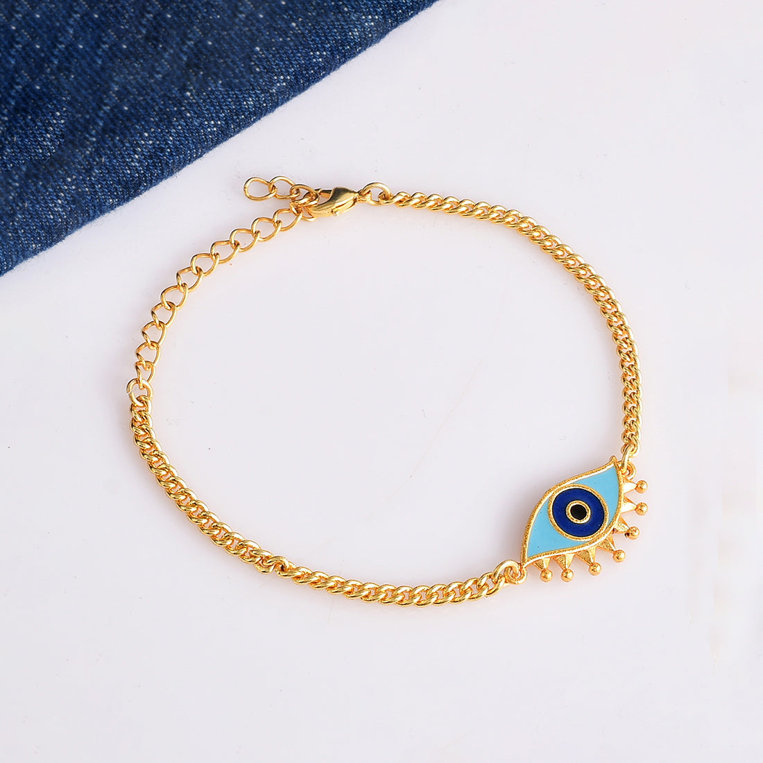 Women's Evil Eye Motif Gold Plated Bracelet - Voylla