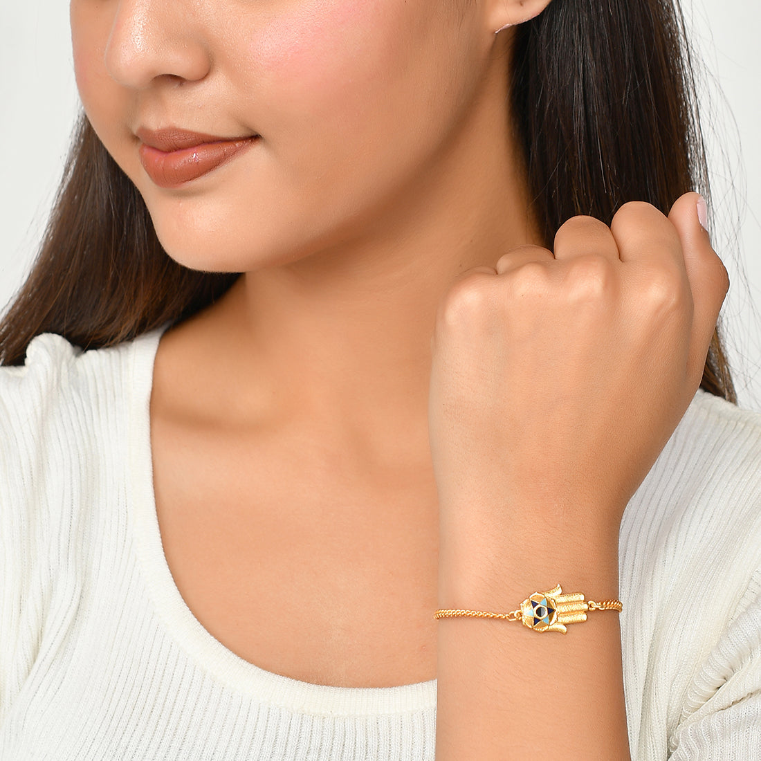 Women's Evil Eye Hamsa Gold Plated Bracelet - Voylla