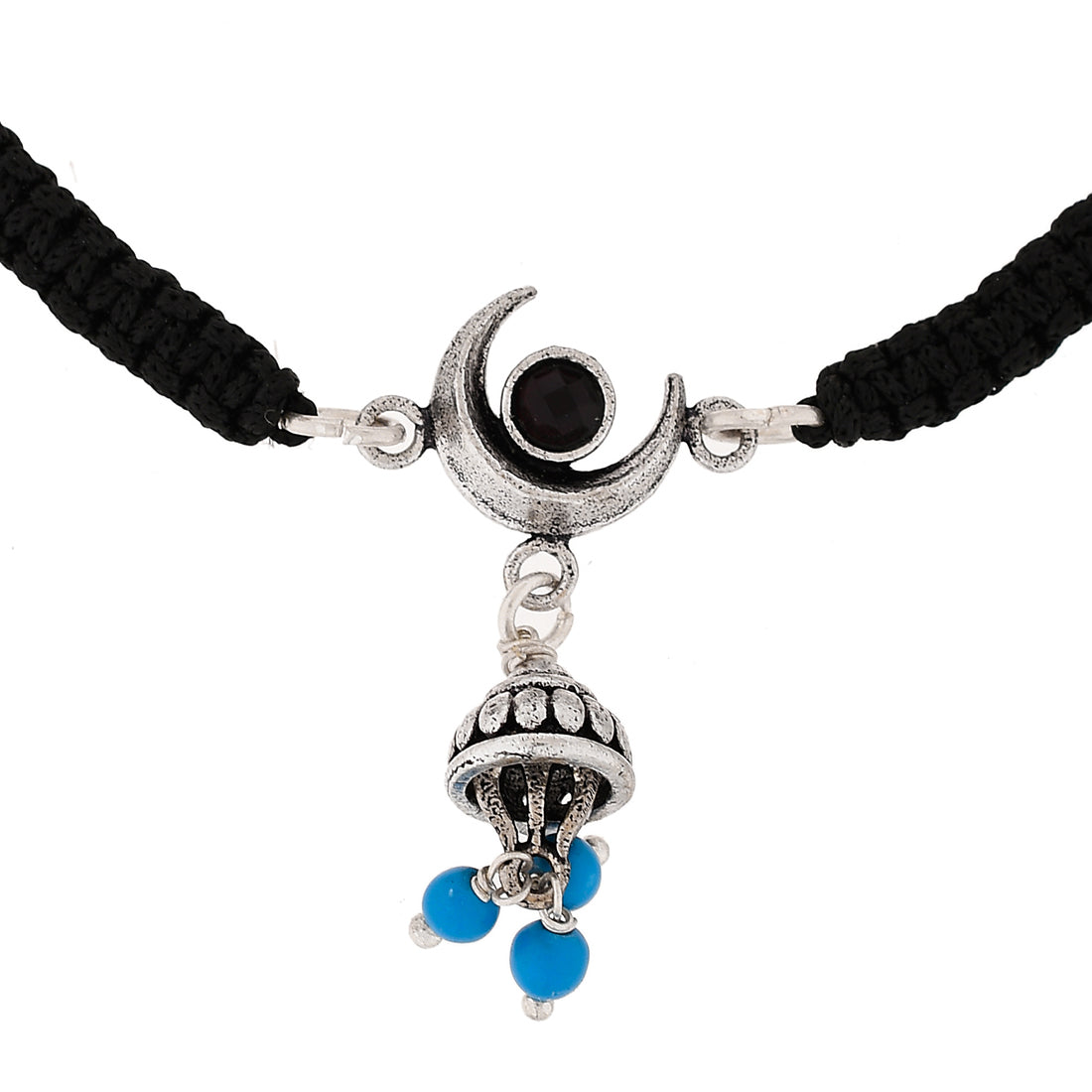 Women's Evil Eye Dome Shape Blue Bead Hanging Bracelet - Voylla