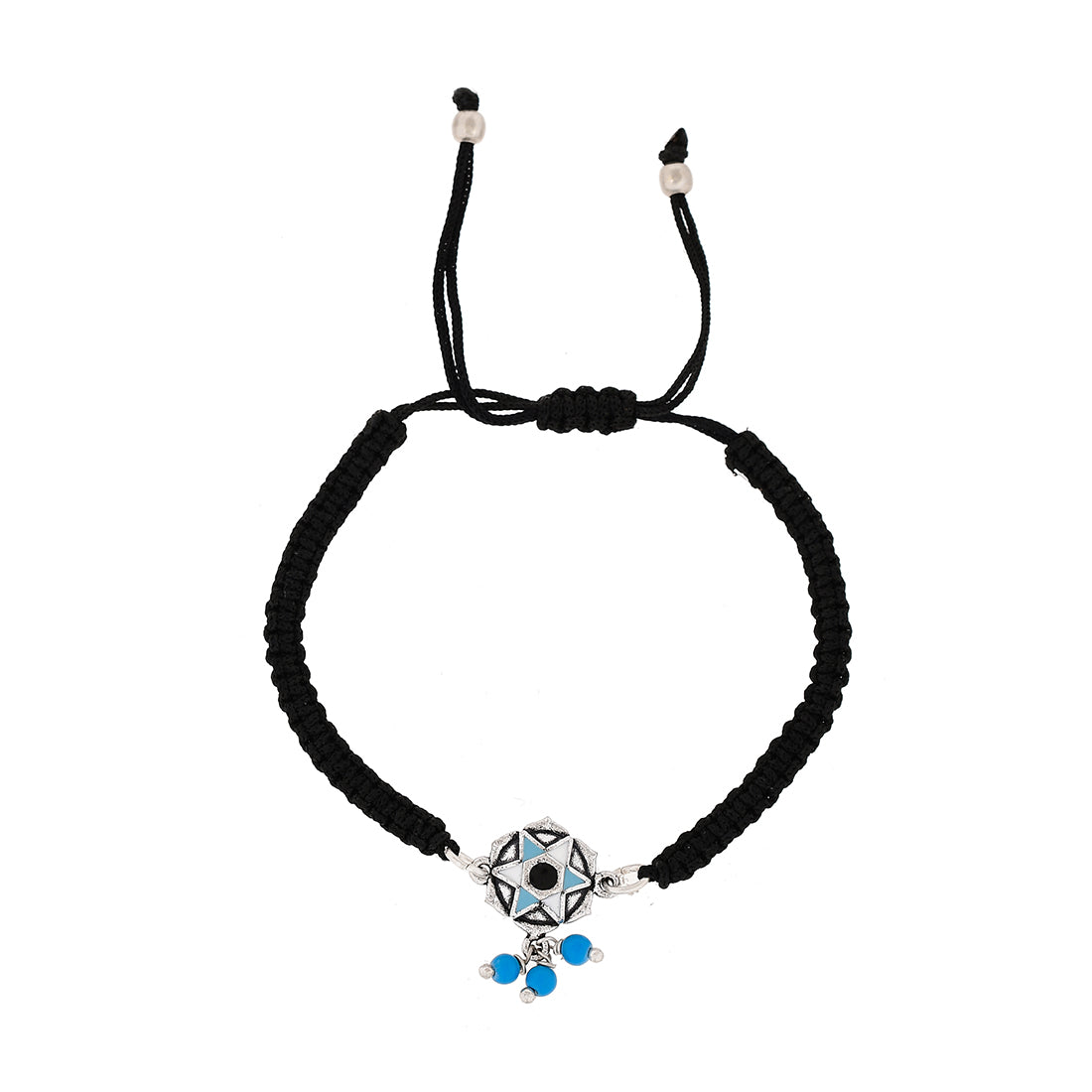 Women's Evil Eye Motif With Blue Beads Hanging Bracelet - Voylla