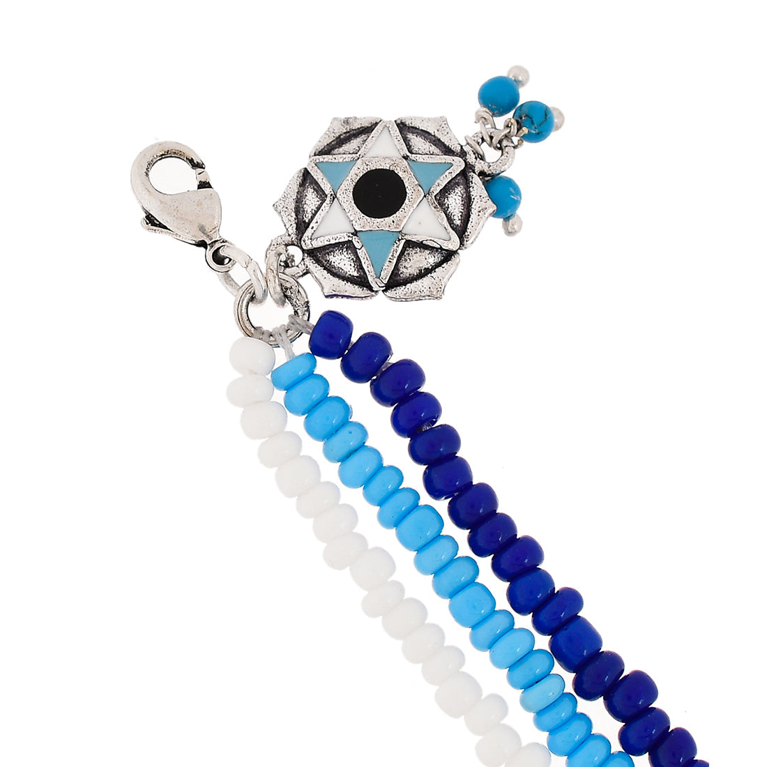 Women's Evil Eye Bead Hanging With Shiva Moon Bracelet - Voylla