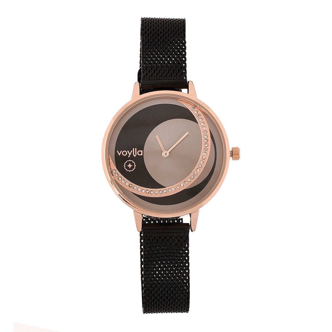 Voylla Black And Grey Dial Studded Watch - Voylla