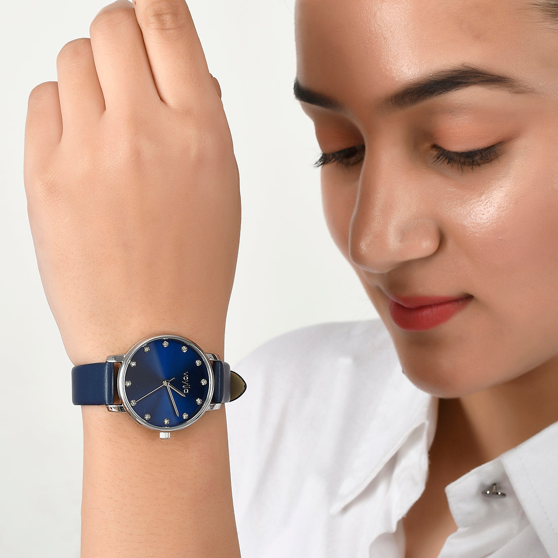 Voylla Studded Blue Dial Watch - Voylla