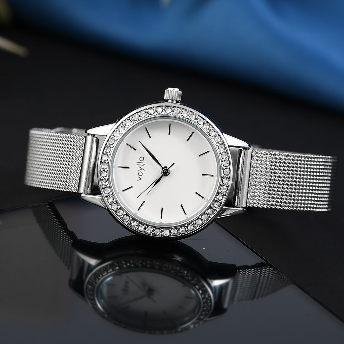 Voylla Silver Studded Dial Fashion Watch - Voylla