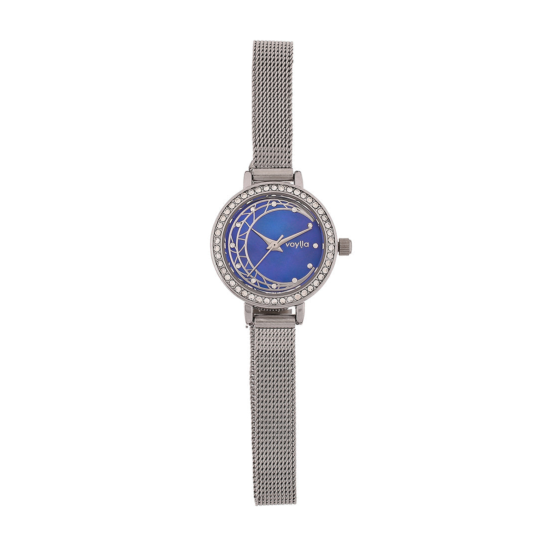Voylla Crescent Motif Blue Dial Watch - Voylla