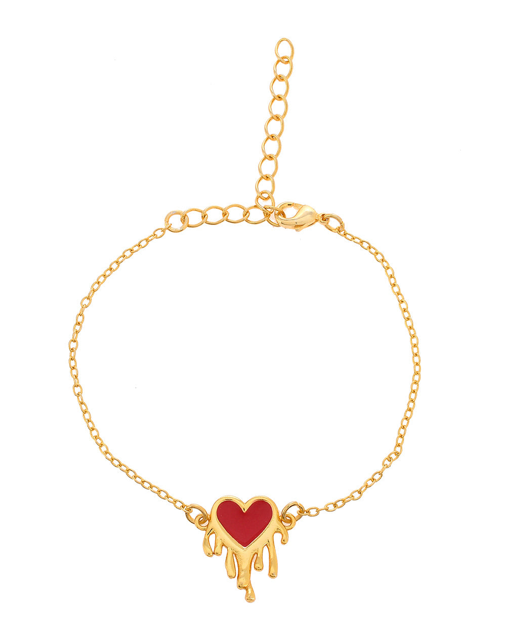Women's Red Heart Chain Bracelet - Voylla