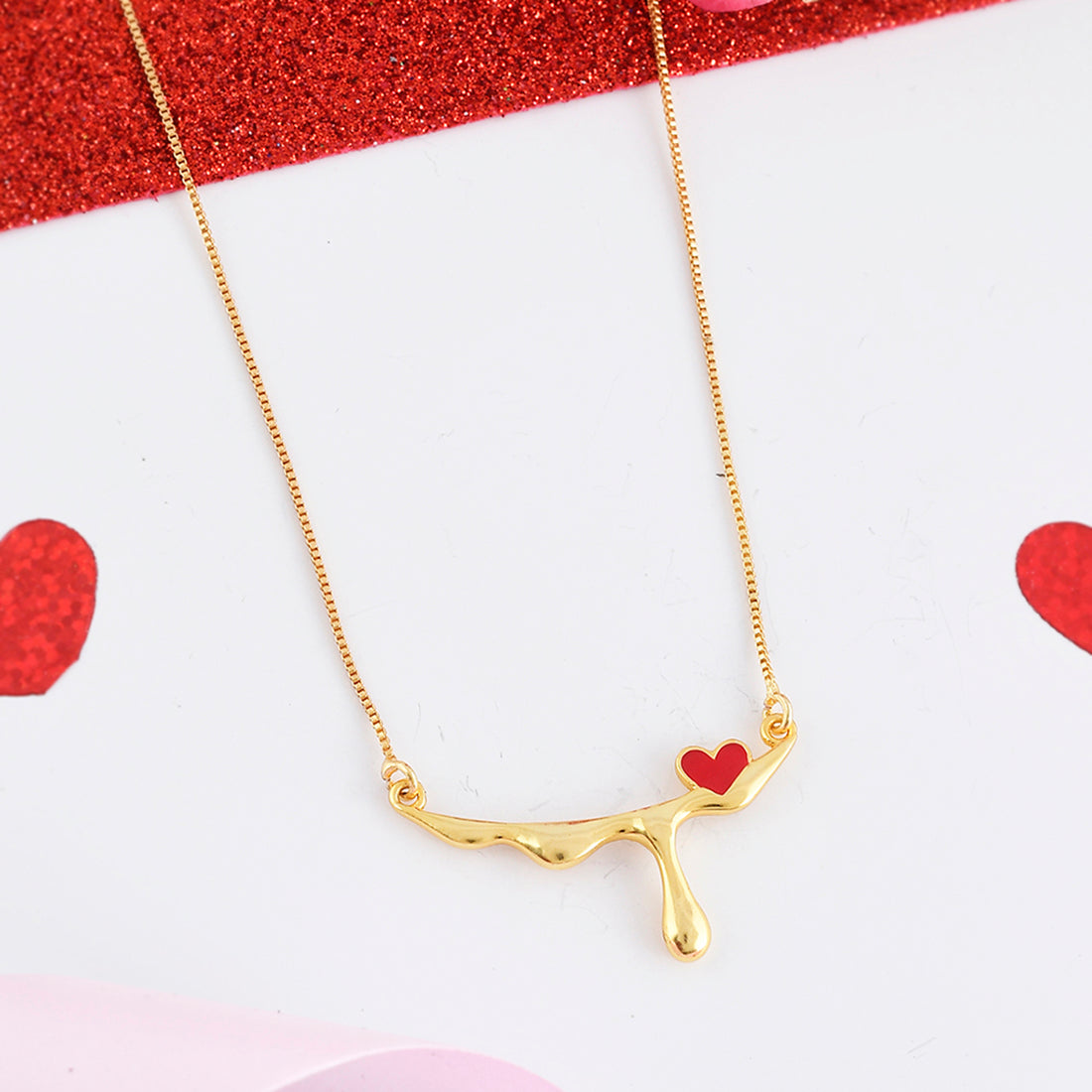 Women's Tiny Red Heart Necklace - Voylla