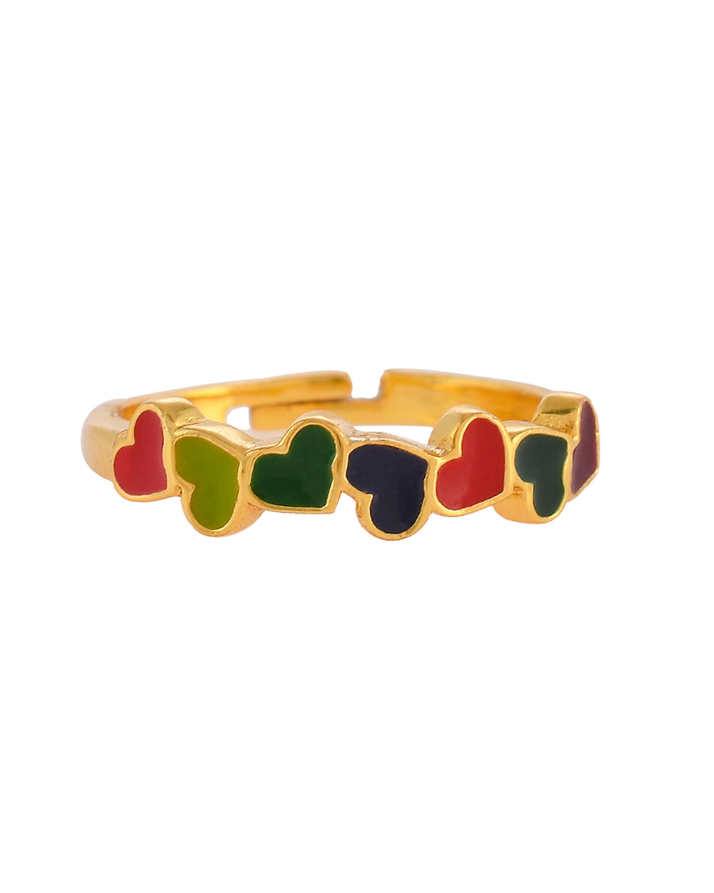Women's Tiny Coloured Hearts Ring - Voylla