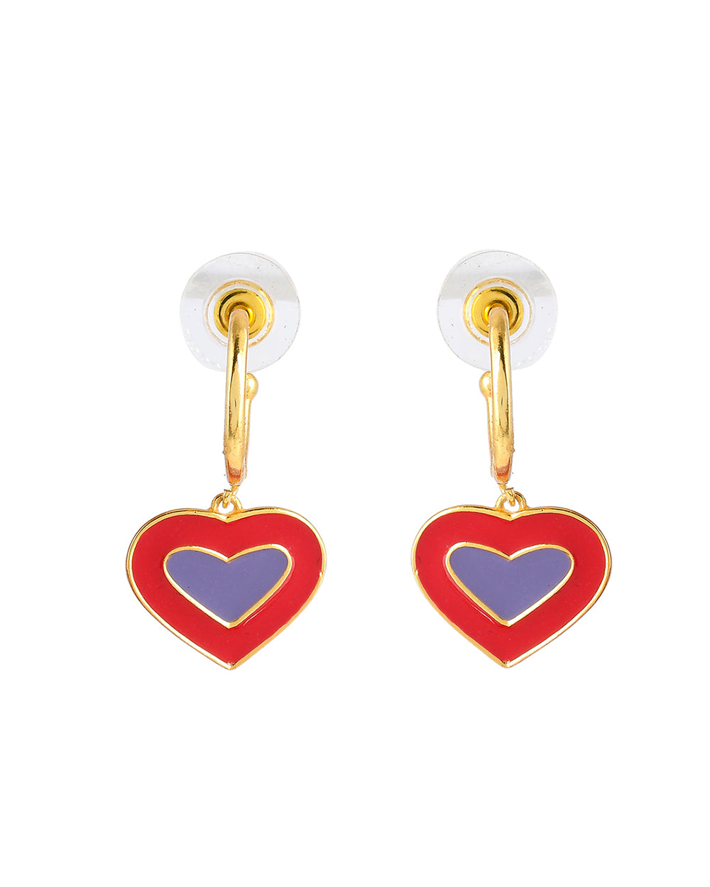 Women's Layered Hearts Enamelled Earrings - Voylla