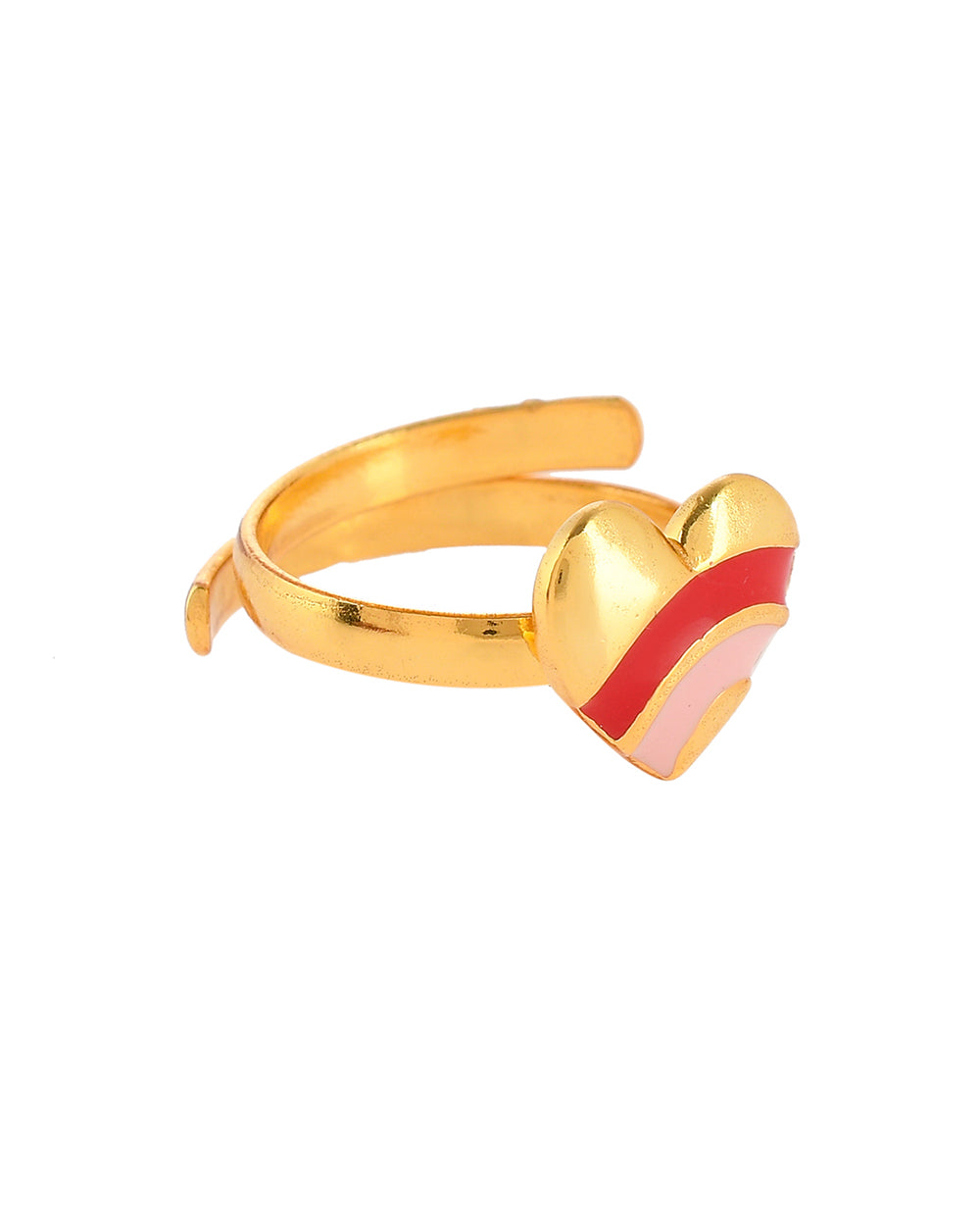Women's Pink And Red Enamel Hearts Ring - Voylla