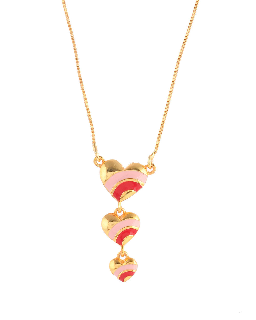 Women's Pink And Red Heart Drops Necklace - Voylla