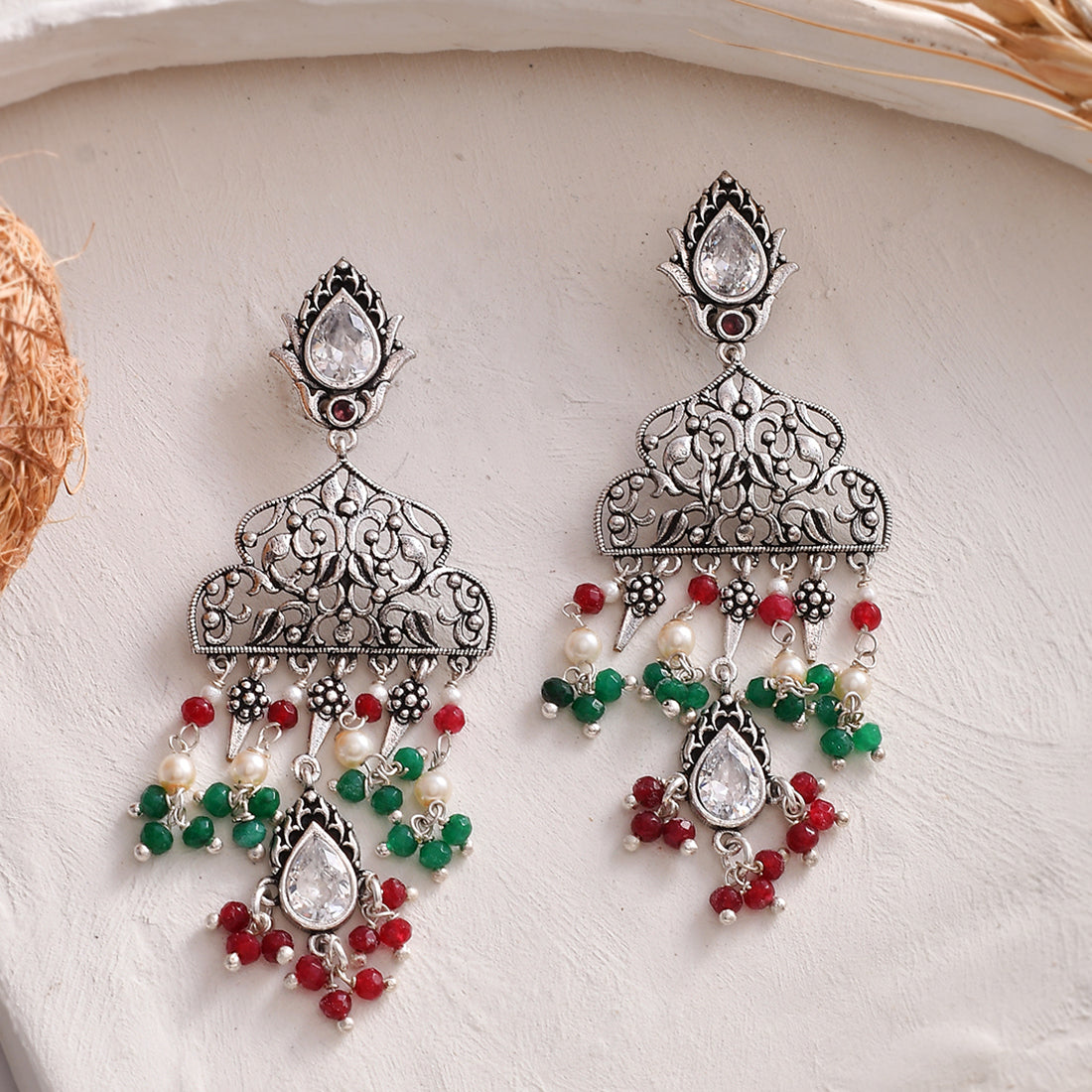 Women's Abharan Lightly Embellished Filigree Earrings - Voylla