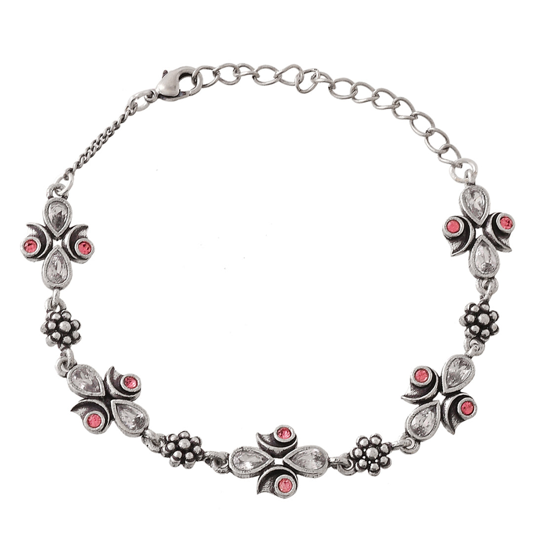 Women's Abharan Pink And White Stones Casual Bracelet - Voylla