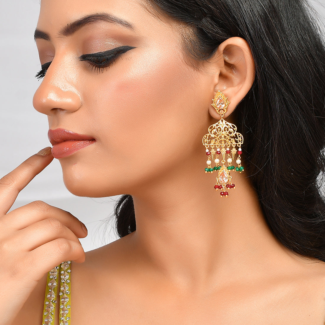Women's Abharan Lightly Embellished Filigree Earrings - Voylla