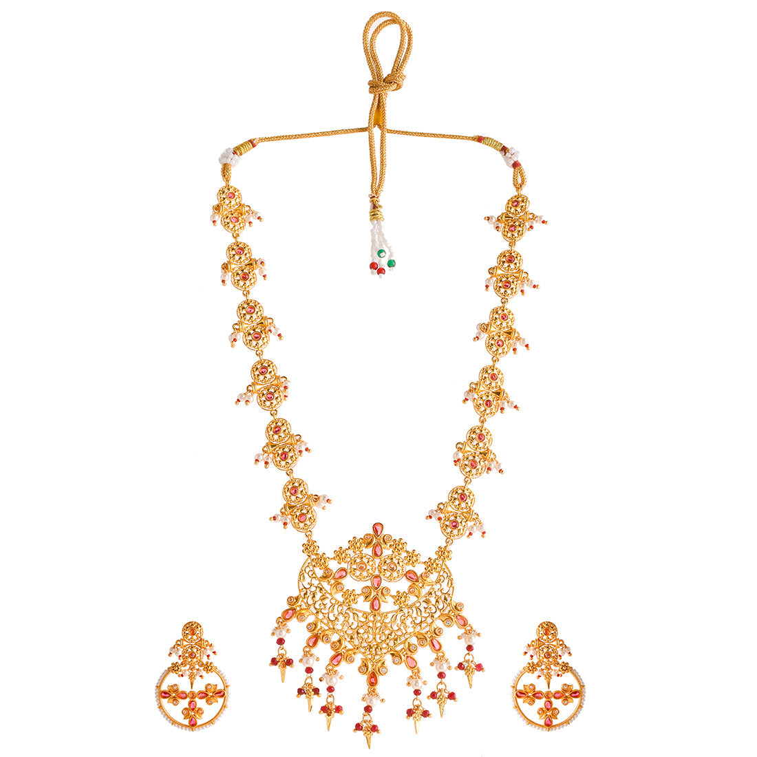 Women's Abharan Ethnic White Pearls Jewellery Set - Voylla