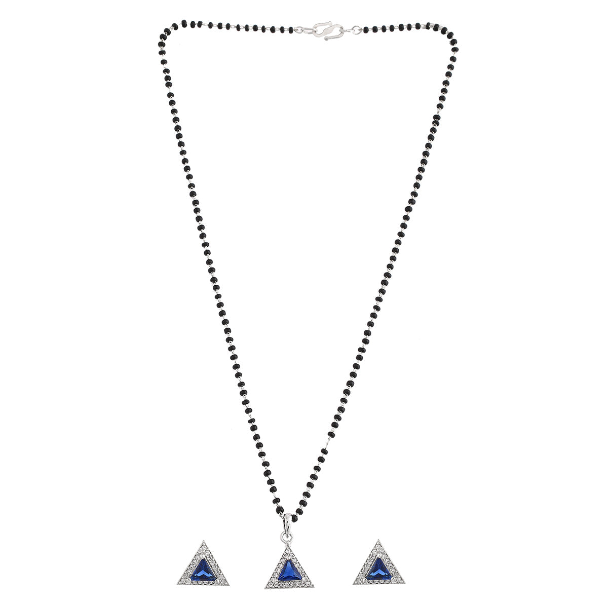 Women's Sparkling Essentials Blue Triangular Mangalsutra Set - Voylla