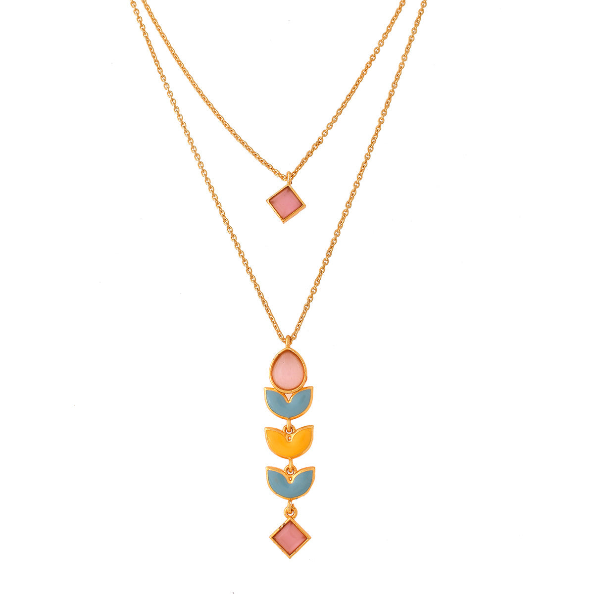 Women's Forever More Yellow Blue Necklace Set - Voylla