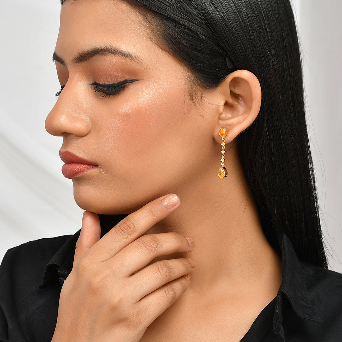 Women's Amber Pear Drop Earrings - Voylla