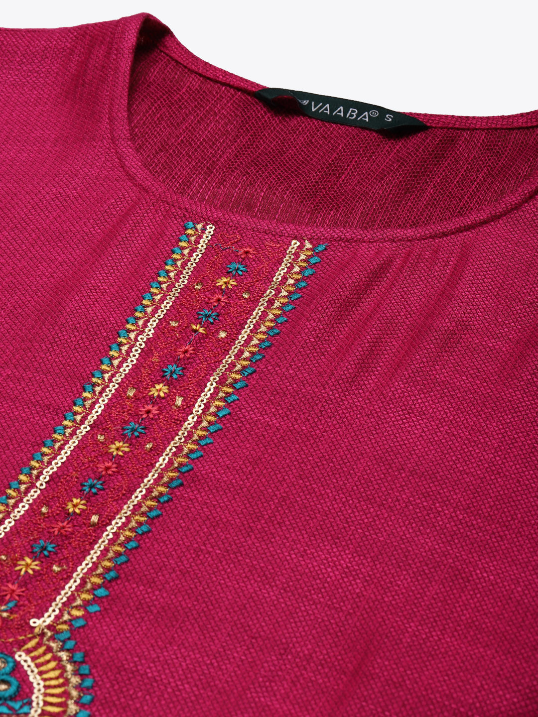 Women's Rani Rayon Blend Embroidered Straight Kurta Trouser Set With Dupatta - VAABA
