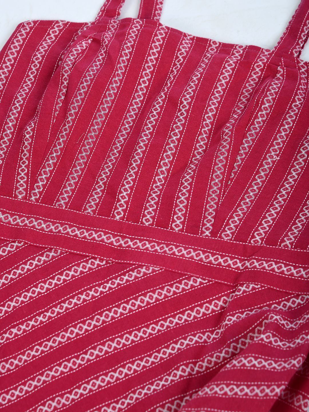 Women's Pink Cotton Printed Sleeveless Off Shoulder Casual Dress - Myshka