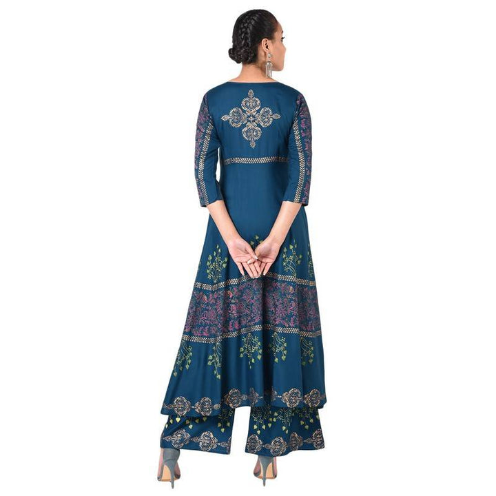 Women's Floral Print Flared Kurta