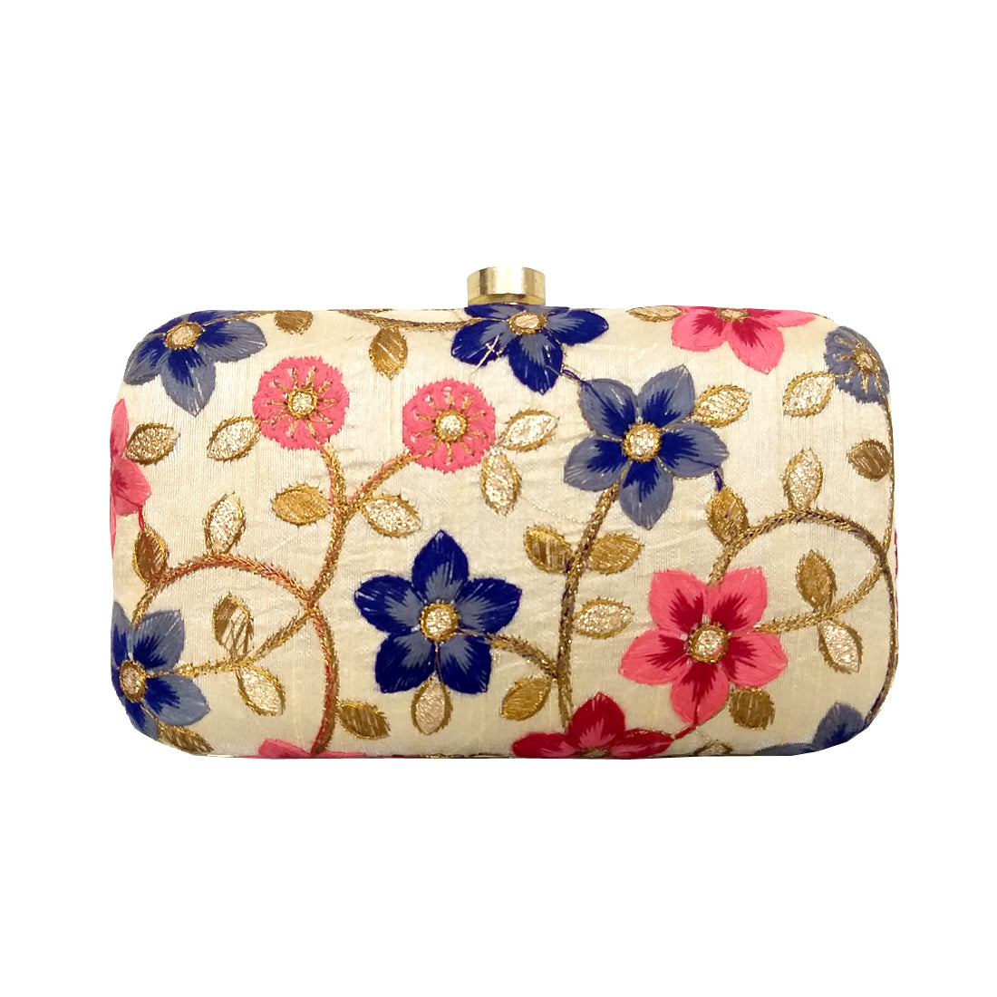 Women's Multi Color  tulle Embroidered Faux Silk Clutch - VASTANS
