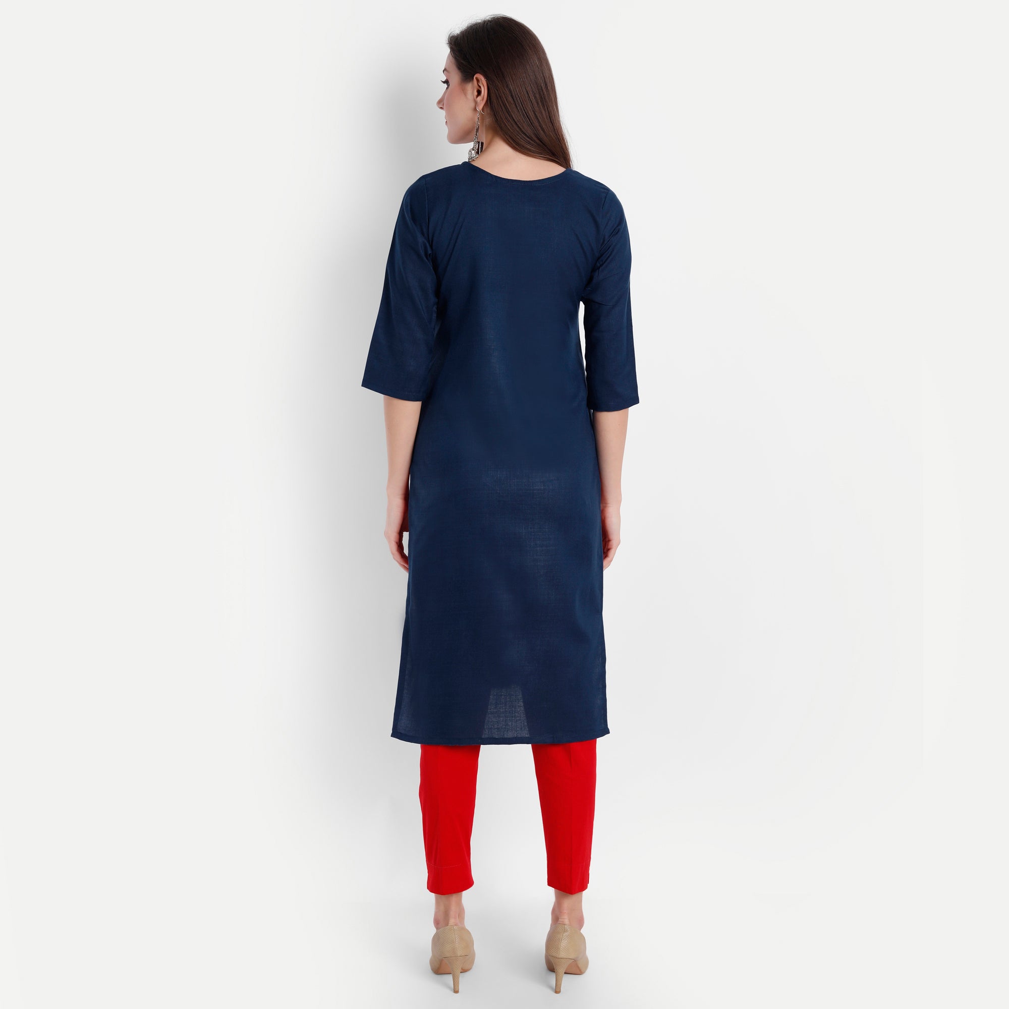 Women's Blue Cotton Kurti - Dwija Fashion