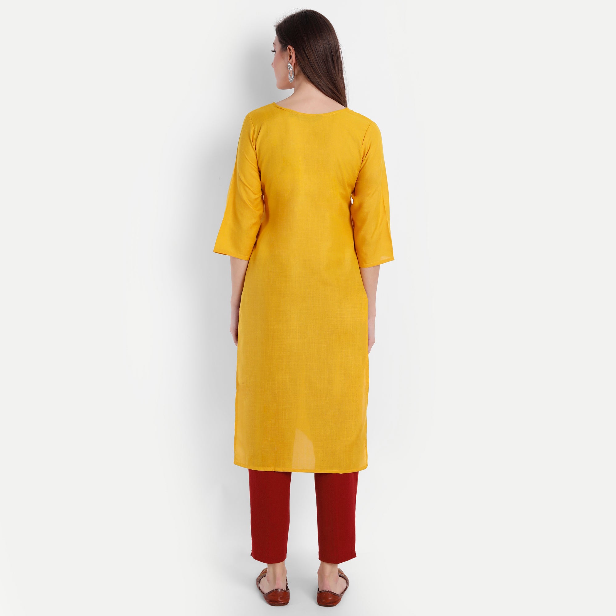 Women's Yellow Cotton Kurti - Dwija Fashion
