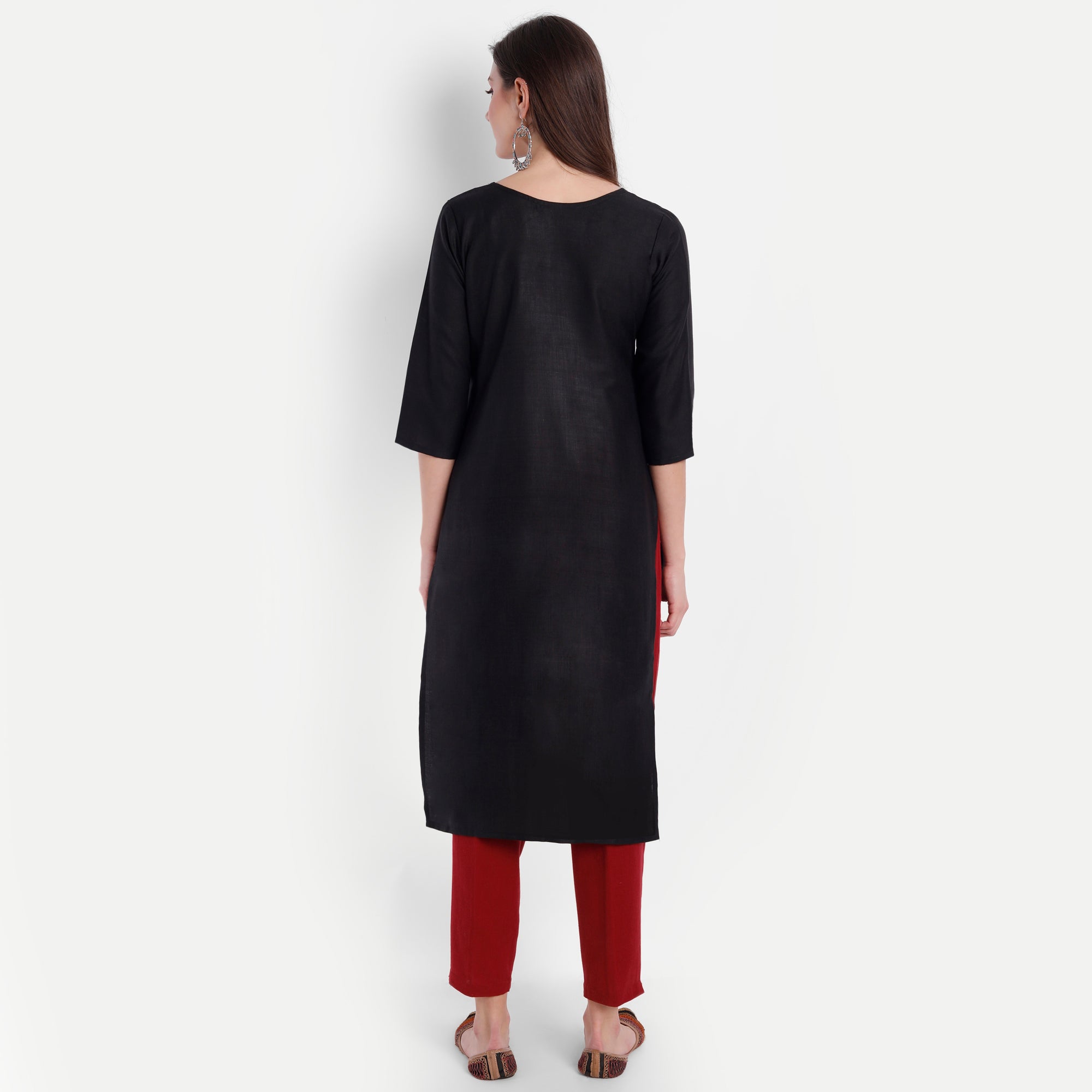 Women's Black Cotton Kurti - Dwija Fashion